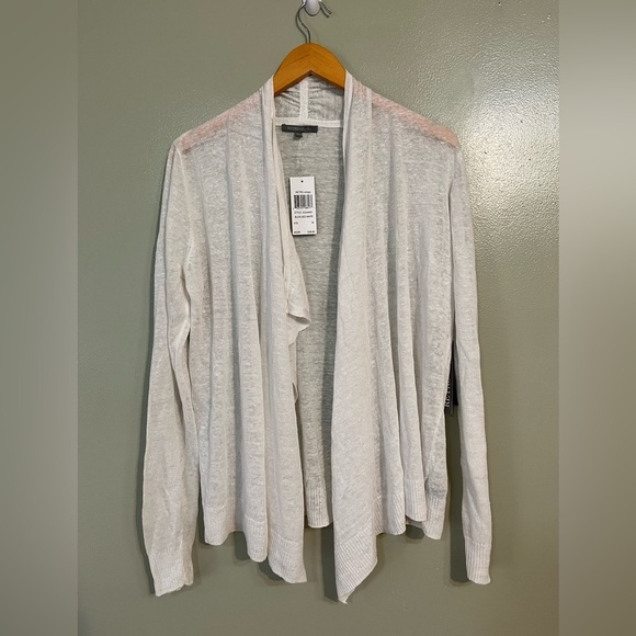 Retro-ology Womens Linen Blend Open White Cardigan Sweater Knit Size M NWT - Picture 1 of 11